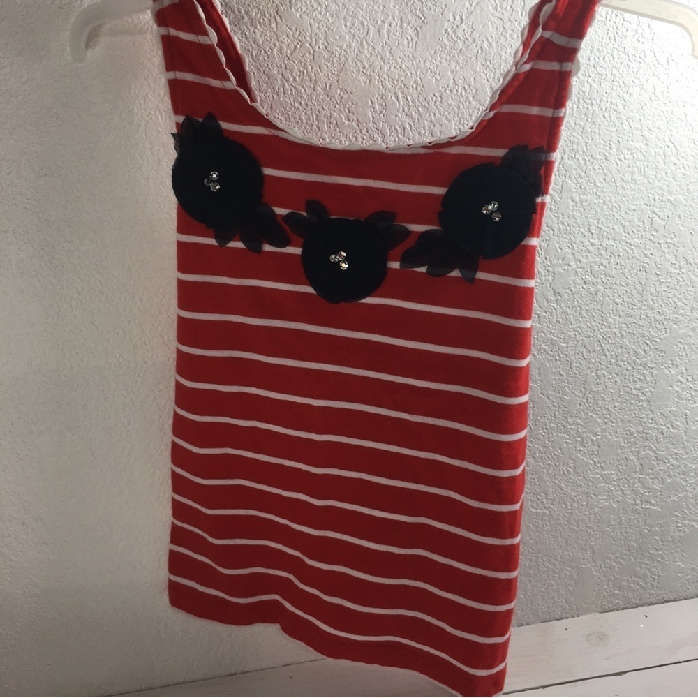 Crown & Ivy Girls Tank Top Red/Blue/White Stripes  Size S